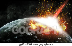 Drawing - Collision of an asteroid with the earth. Clipart Drawing ...