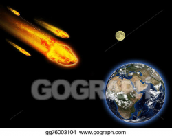 Stock Illustrations - Burning asteroid hitting earth. Stock Clipart ...