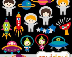 Items similar to Space clipart commercial use, digital planet ...