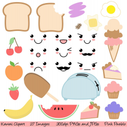 Kawaii Food Clipart Clip Art - Commercial and Personal Use. $6.00 ...