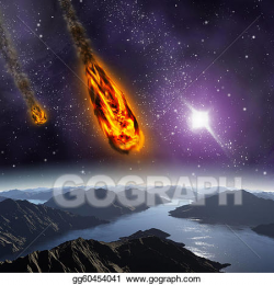 Clipart - Attack of the asteroid on the planet in the universe ...