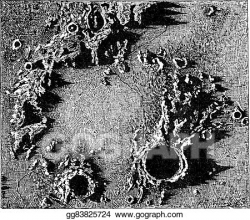 EPS Vector - Surface of the moon, archimedes impact crater, vintage ...