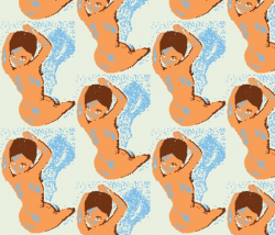 Pixelated Nude in Browns and Blues Half Drop fabric - olivemlou ...