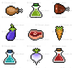 RPG Pixelated Items giftwrap - lovelylatte - Spoonflower