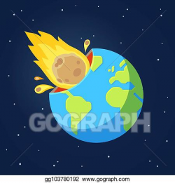 Clip Art Vector - Asteroid comet hits earth. Stock EPS ...