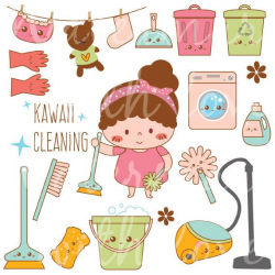Kawaii Cleaning Clipart Kawaii Planner Clipart by CafeClipArt | Clip ...
