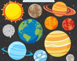 Items similar to Space clipart commercial use, digital planet ...