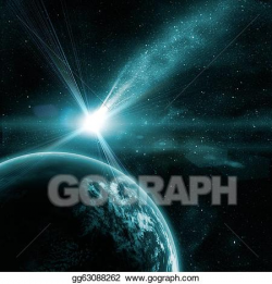 Stock Illustration - Earth in space with a flying asteroid. Clipart ...
