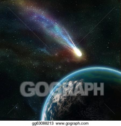 Stock Illustration - Earth in space with a flying asteroid. Clipart ...