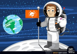 Free Astronaut with flag in the moon Clipart and Vector Graphics ...