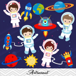 Astronaut Digital Clip Art, Space Clipart, Boys and Girls Astronaut  Clipart, 00246