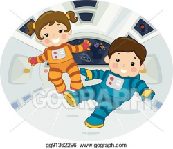 EPS Vector - Kids astronaut float ship. Stock Clipart Illustration ...