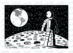 Stock Illustration Of An American Astronaut On The Moon Pgi0457 Clip ...