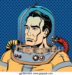 Vector Art - Manly man astronaut in a spacesuit. Clipart Drawing ...