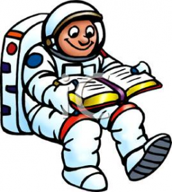 Clip Art Image: An Astronaut Reading a Book