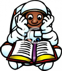 An African American Astronaut Reading a Book Clipart Picture