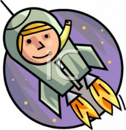 An Astronaut Waving From the Window of a Rocket Ship - Clipart
