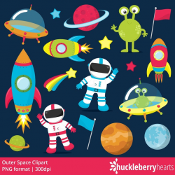 Outer Space Clipart, Astronaut Clipart, Rocket Ship Clipart, Space Clipart,  Alien Clipart, Printable, Commercial Use