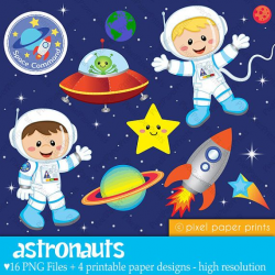 Astronauts - Clip art and Digital paper set | Astronauts, Clip art ...