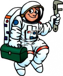 An Astronaut with a Tool Box and a Wrench - Clipart