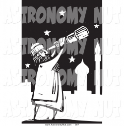 Clipart of a Curious Arabian Man Using a Telescope to View the Stars ...