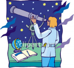 Scientist Using A Telescope - Royalty Free Clipart Picture