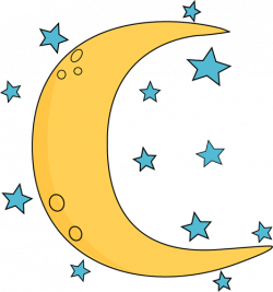 Crescent Moon and Stars Clip Art - Crescent Moon and Stars Image