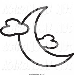 Clipart of a Black and White Crescent Moon with Clouds by Lal Perera ...