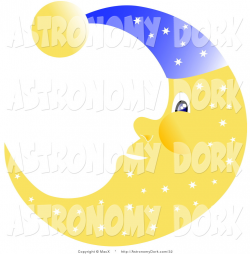 Clip Art of a Friendly Yellow Crescent Moon with a Star Pattern ...