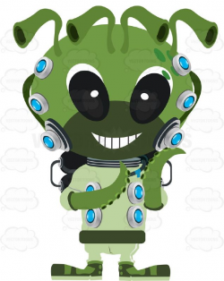 Cute Alien Space Monster With Antenna And Tentacles | Aliens, Space ...