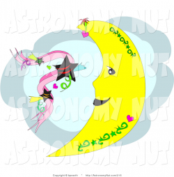 Clipart of a Yellow Crescent Shaped Moon with Green Tattoo Designs ...