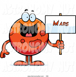 Clipart of a Friendly Planet Mars Holding a Sign by Cory Thoman - #336