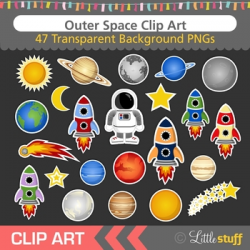 Outer Space Clip Art, Solar System, Astronaut, Rocket, Astronomy Clipart