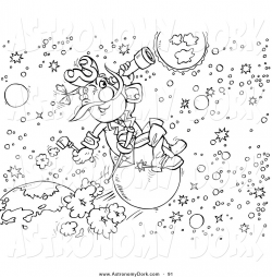 Clip Art of a Black and White Astronomer in Outer Space by Alex ...