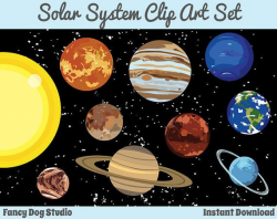 Solar System Art Outer Space Clipart Instant Digital ...
