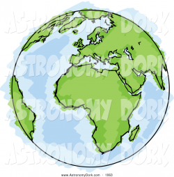 Clip Art of a Drawing of a Globe of Planet Earth with Green ...