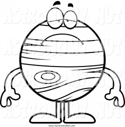 Clipart of a Lineart Sad Planet Jupiter by Cory Thoman - #896