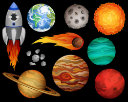 Outer Space Clip Art Set of 10 X-Large 300 DPI Vector PNG