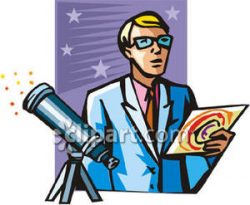 Scientist With A Telescope and Star Charts - Royalty Free Clipart ...