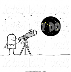 Clip Art of a Stick Figure Man Using a Telescope to View the Big ...