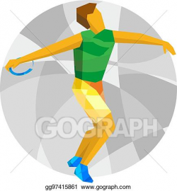 Vector Illustration - Athlete throwing the discus with ...