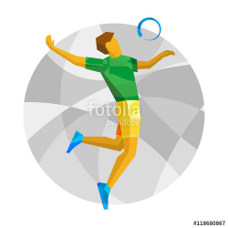 Volleyball player with abstract patterns. Flat athlete icon. Sport ...