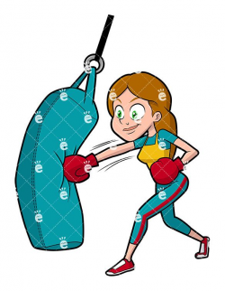 A Woman Working Out With A Punching Bag Vector Clipart ...