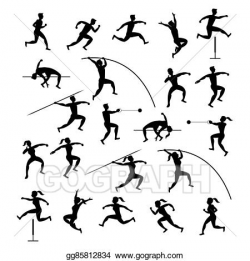 Vector Art - Sports athletes, track and field, silhouette ...