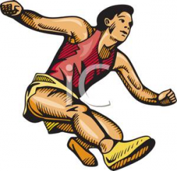 A Colorful Cartoon of an Athlete Jumping In the Long Jump Event ...