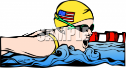 Clipart Picture of a Girl Swimming for the US in Competition