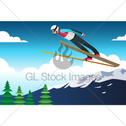 Ski Jumping Athlete In Competition Illustration · GL Stock Images
