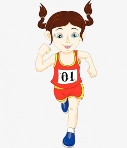 Number 1 Female Athlete, Cartoon Hand Drawing, Run, Marathon PNG ...