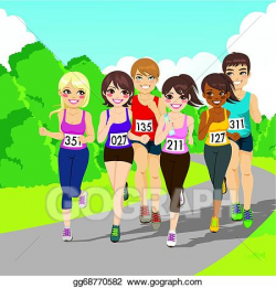 Vector Illustration - Marathon running competition. Stock Clip Art ...