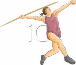 A Female Athlete Throwing A Javelin - Royalty Free Clipart Picture